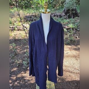 Chico's Blue Cardigan Sweater Open-Front Relaxed Fit‎